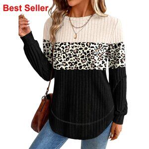 Cozy Tunic Top Long Sleeve Crew Neck Loose Fit Women's Sweater